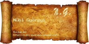 Nübl Györgyi névjegykártya